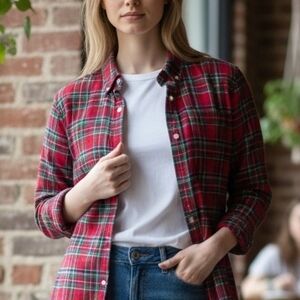 Crown & Ivy Red Plaid Button Down Shirt